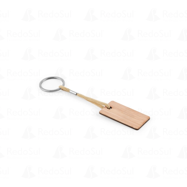 Chaveiro retangular personalizado em bambu com cordão em PET Chaveiro retangular personalizado em bambu com cordão em PET